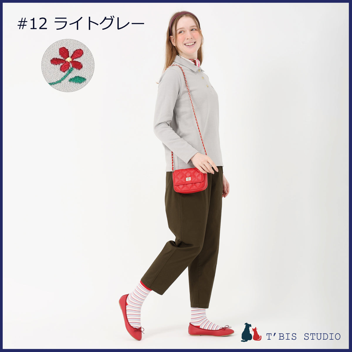 日本製】ecoダブルフェイス花刺繍長袖共衿ポロシャツ 161503 – T'BIS
