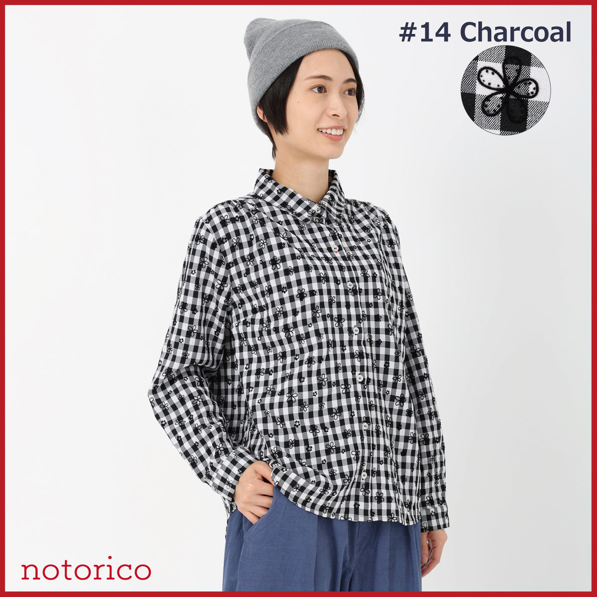 notorico 長袖ギンガムチェック花柄プリントシャツ 757171 – T'BIS