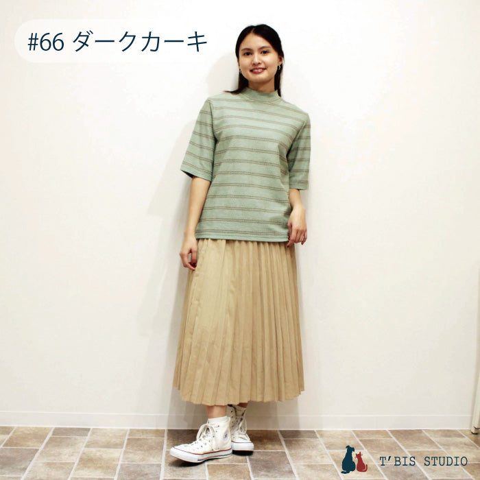 ジグザグ編みのハイネックTシャツ/五分袖 152410 – T'BIS STUDIO(ﾃｨｰ