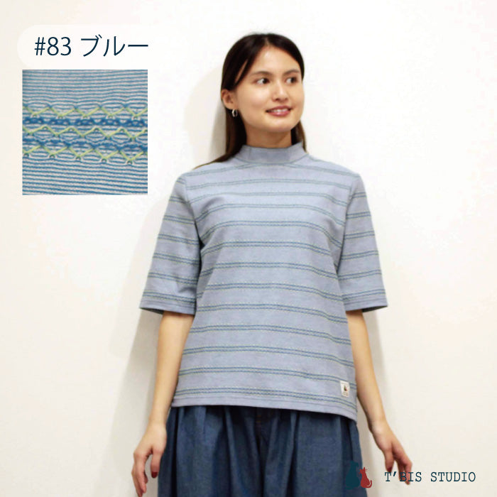 ジグザグ編みのハイネックTシャツ/五分袖 152410 – T'BIS STUDIO(ﾃｨｰ