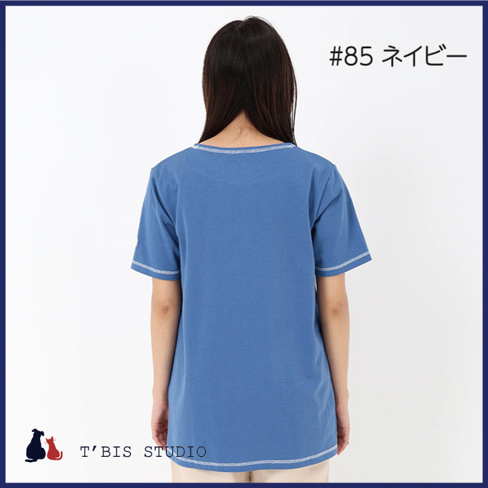 LLサイズあり】ひんやり冷感素材/小花柄ポケット袖刺繍チュニック