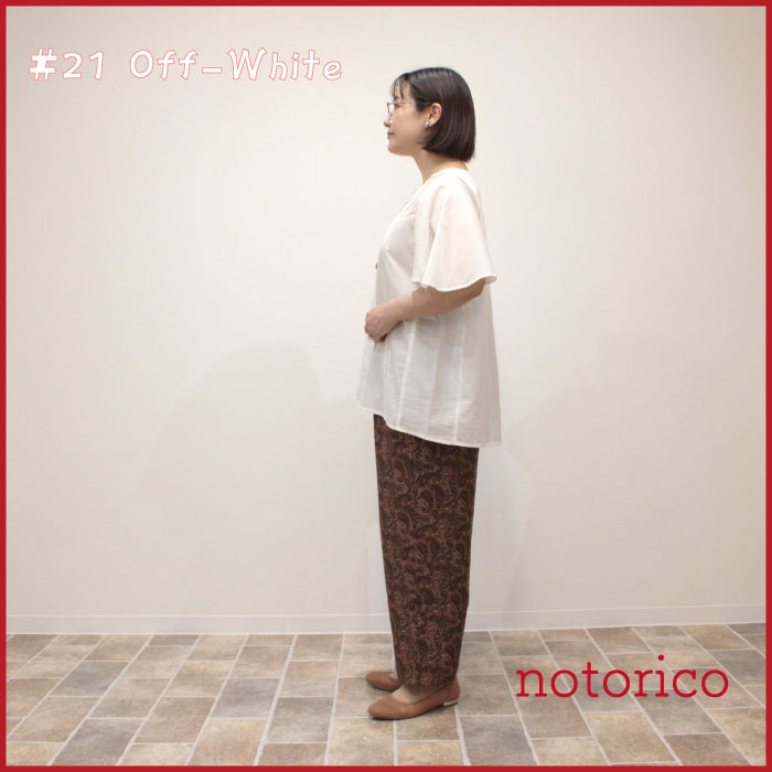 notorico お花モチーフギャザー5分袖前あきブラウス 753171 – T