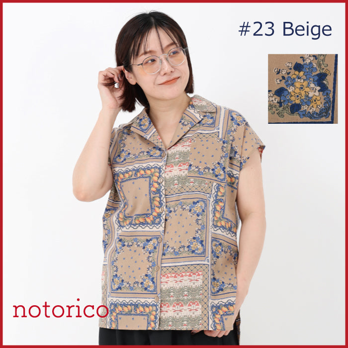 notorico ヨーロッパ調パッチワークテイラードチュニックシャツ 754178