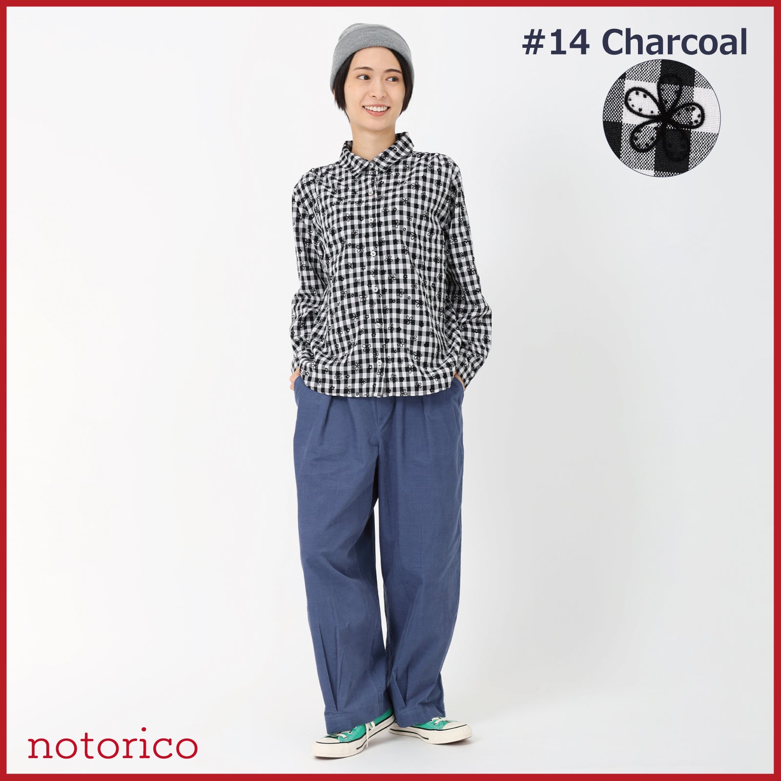 notorico 長袖ギンガムチェック花柄プリントシャツ 757171 – T'BIS